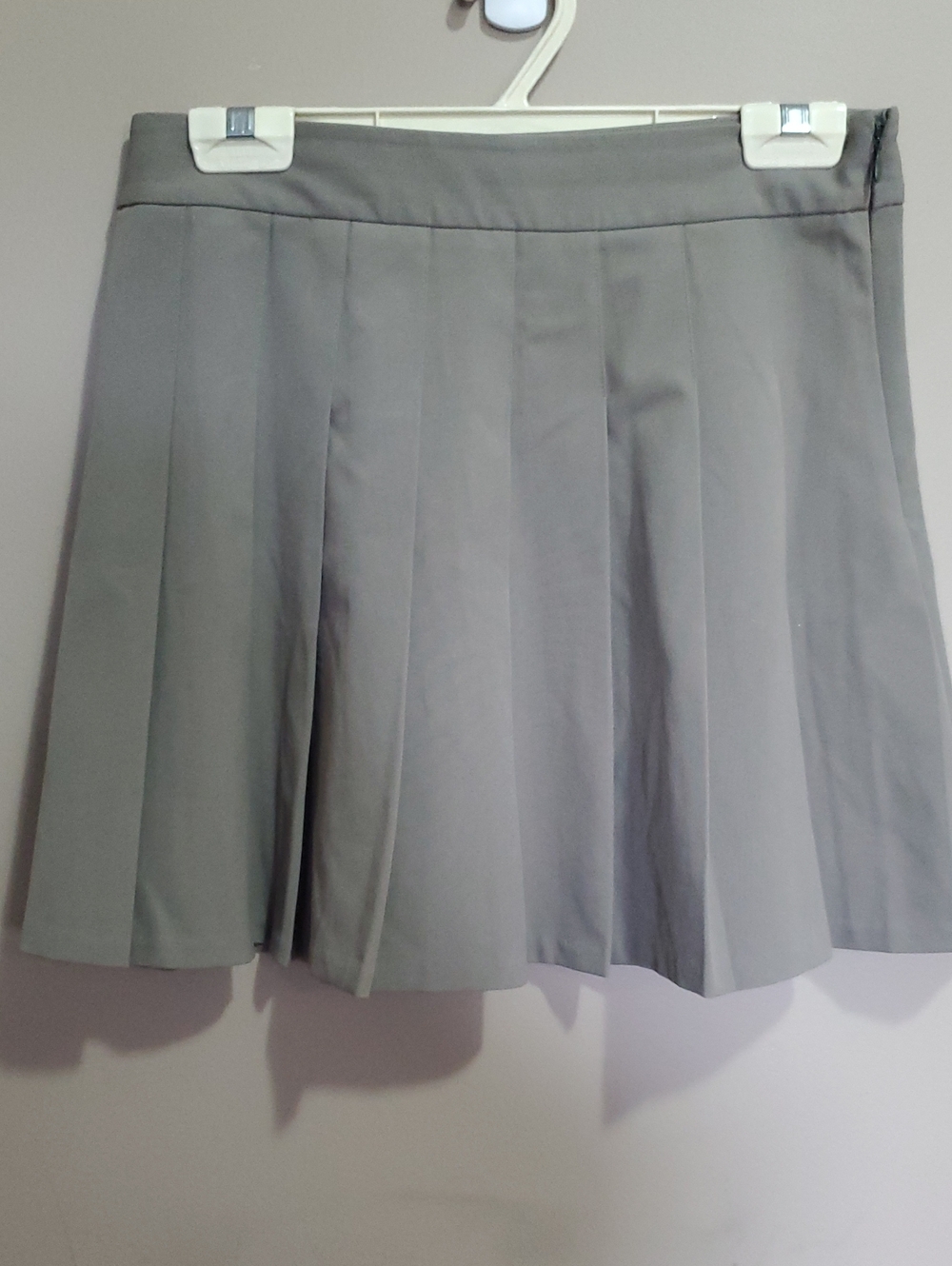 Oak + Fort Pleated A-Line Mini Skirt - Taupe Size 8